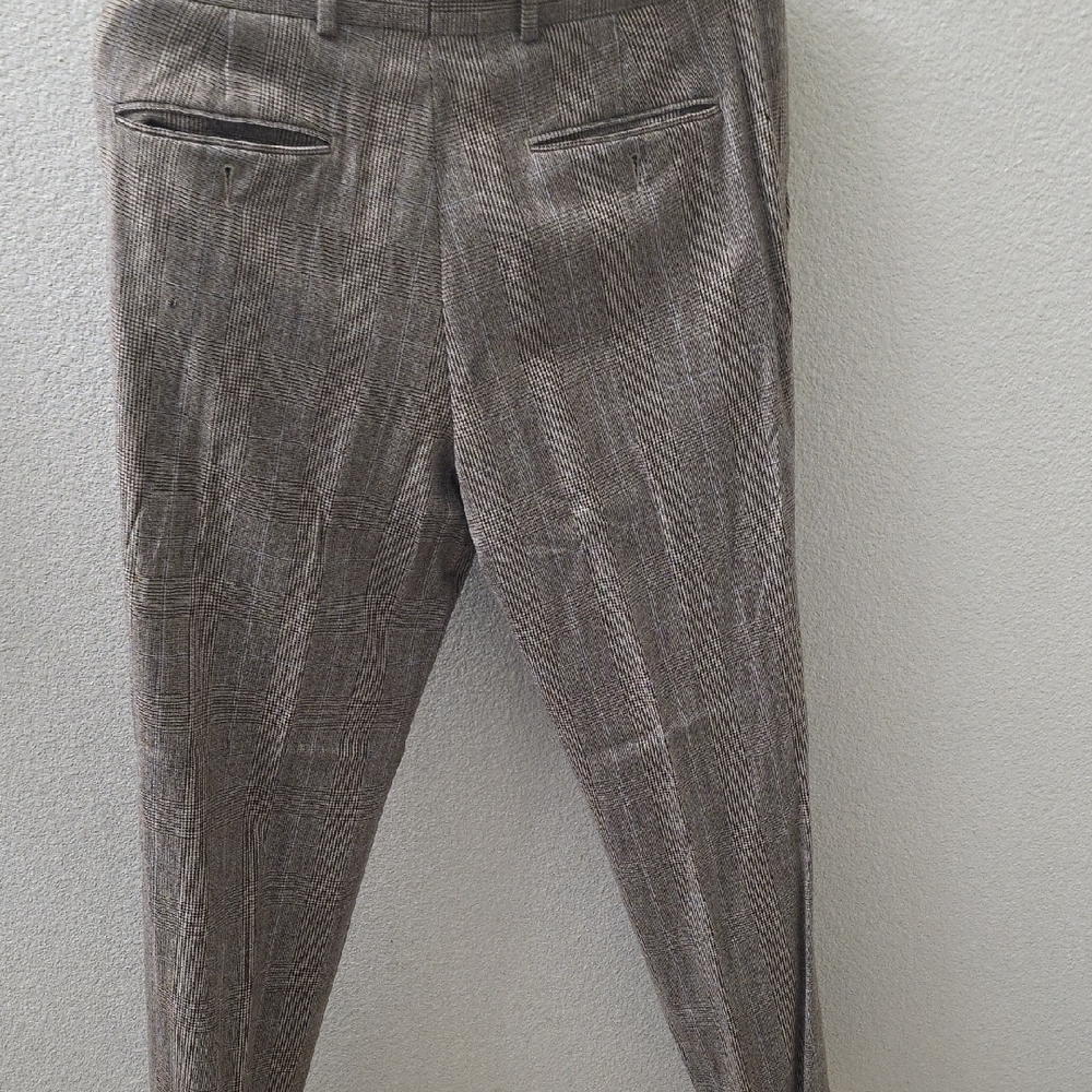 Stafford Signature 100% Wool Brown & Blue Plaid Suit 40R jacket 34×32 Pants - Picture 8 of 12